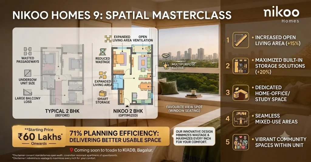 Nikoo Homes 9: 71% Planning Efficiency & Better Usable Space