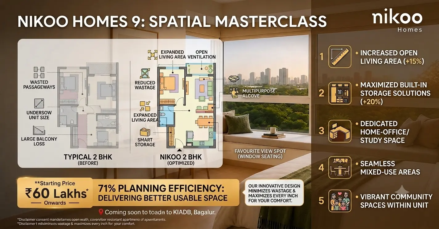 Nikoo Homes 9: 71% Planning Efficiency & Better Usable Space